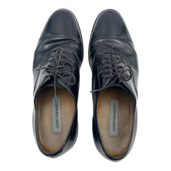 Johnston Murphy Melton Black Cap Toe Oxford Leather Dress Shoes Mens 10.5 D main image 5